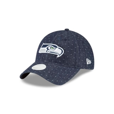 Seattle Seahawks Gorra | New Era NFL Dotted Denim 9twenty Adjustable Cap Mexico - Azules